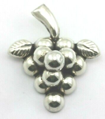 MEXICAN SILVER 3D GRAPE CLUSTER LARGE PIN BROOCH VINTAGE ESTATE 16.5 grams