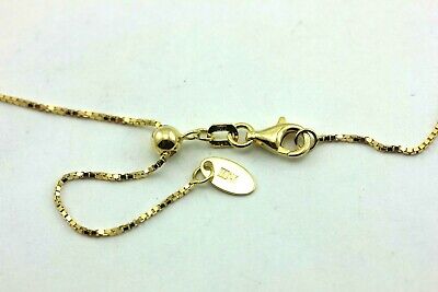14k yellow gold 20" .7mm adjustable box chain necklace lobster clasp 2.64 g NEW