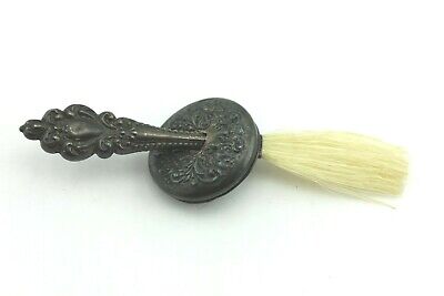 STERLING SILVER ANTIQUE REPOUSSE GLUE LID HORSE TAIL BRUSH VINTAGE ESTATE 4.23G