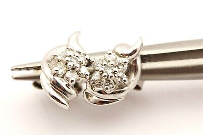 14k white gold diamond cluster earring studs 0.23ctw round wave flame swirl 1.7g