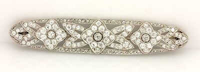 Antique Platinum & 14k white gold old mine & rose cut diamond pin brooch estate