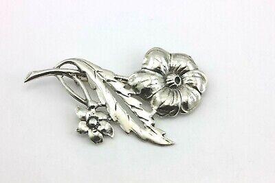 STERLING SILVER PIN BROOCH BLOOMING FLOWERS PLANTS VINTAGE ESTATE 15.1g