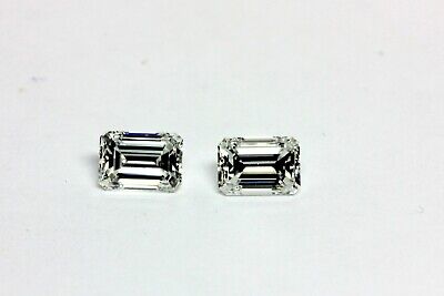 GIA matched pair diamonds 1.47ct emerald cut G SI1 E VS1 natural 6x4mm new loose