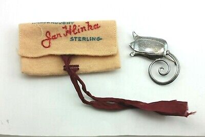 STERLING SILVER JAN HLINKA VINTAGE MODERNIST BLOOMING TULIP FLOWER PIN BROOCH