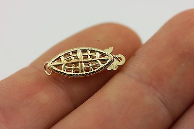 14k yellow gold fish hook clasp filigree flower fleur de lis finding pearl bead
