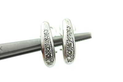 18K WHITE GOLD 1/2CTW GRADUATED ROUND DIAMOND DROP EARRINGS OMEGA DANGLE ESTATE