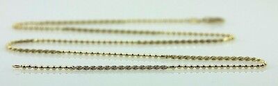14k yellow gold 16" alternating diamond cut rope/ball bead necklace new