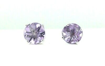 14kw gold Idar Oberstein Germany Liberty Cut round 7.8mm Amethyst stud earrings