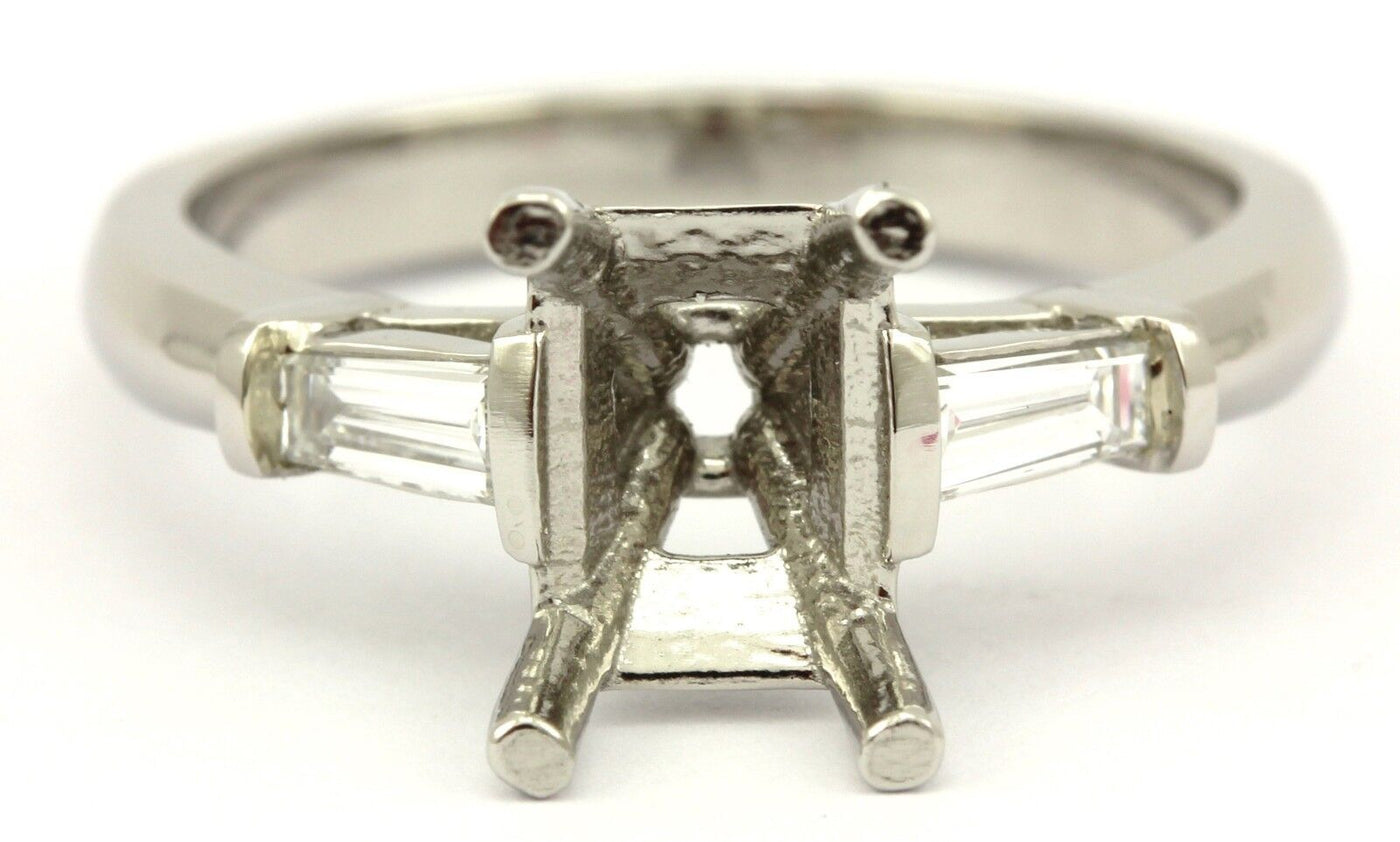 Platinum 3 three stone engagement ring baguette dia 8x6mm rectangular center NEW