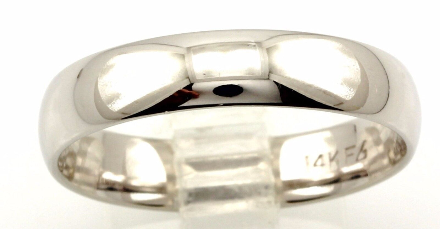 14k white gold Men's 5mm low dome wedding band size 12 ring 5.51 grams NEW
