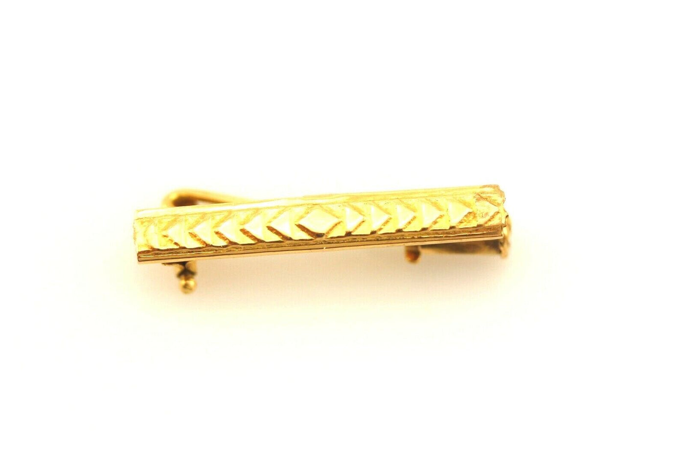 18k yellow gold 20 x 3 mm rectangle bar pin brooch BREVETT estate vintage