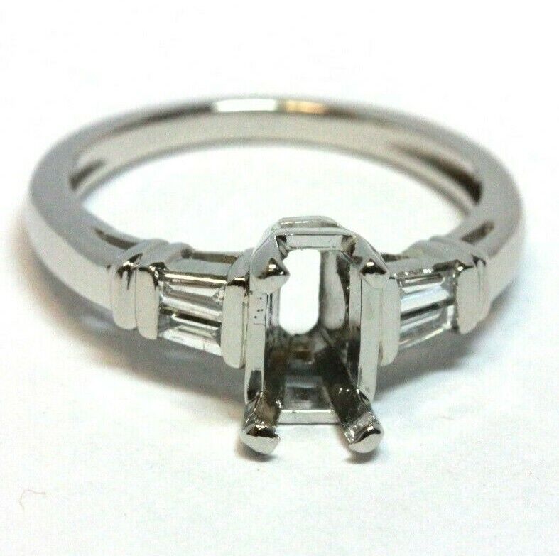 platinum diamond engagement ring 7x4mm emerald cut center size 5.5 5.02g estate