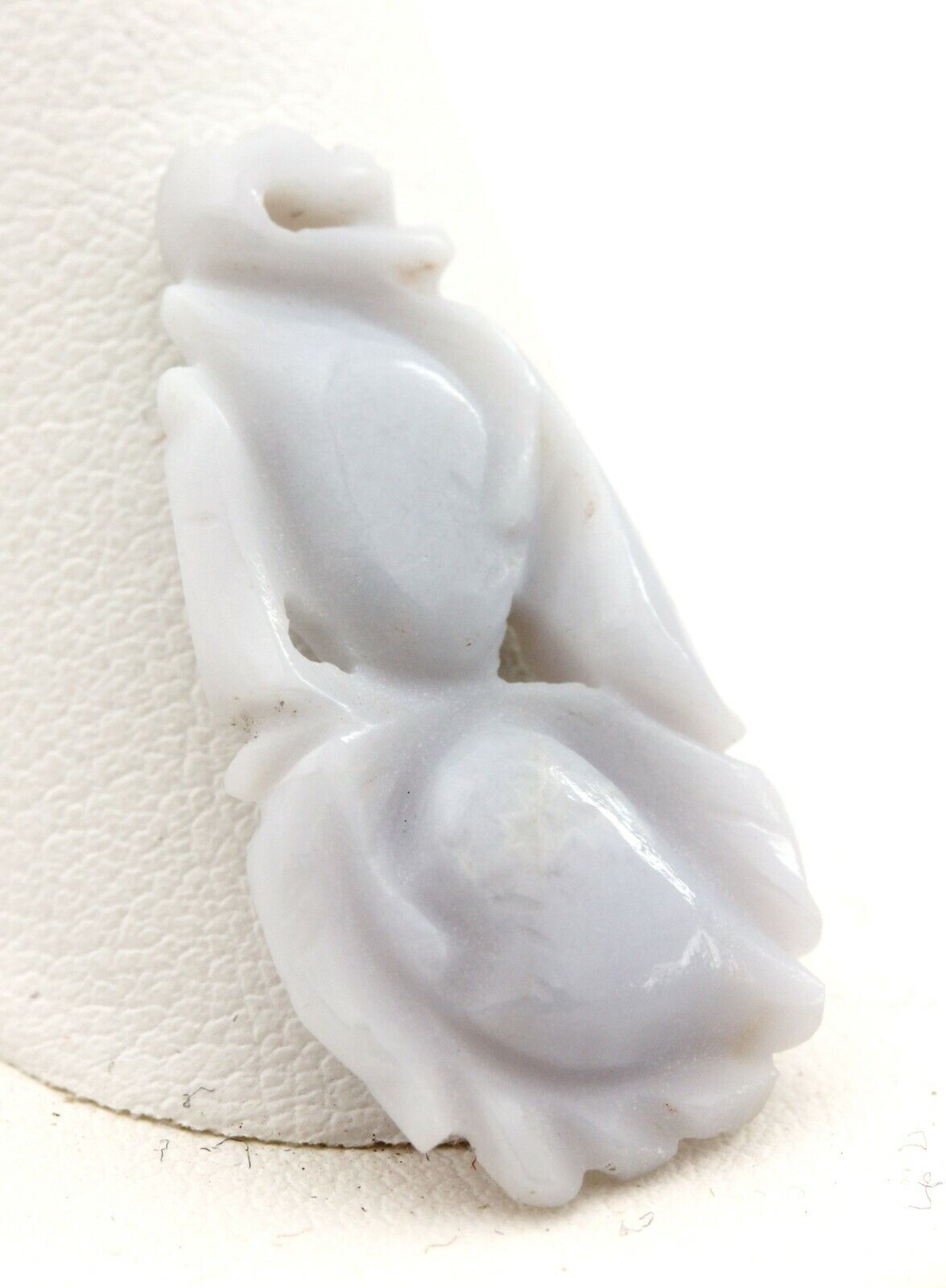 blue chalcedony carving pendant fruit peach strawberries 10.11ct 29x14x5mm