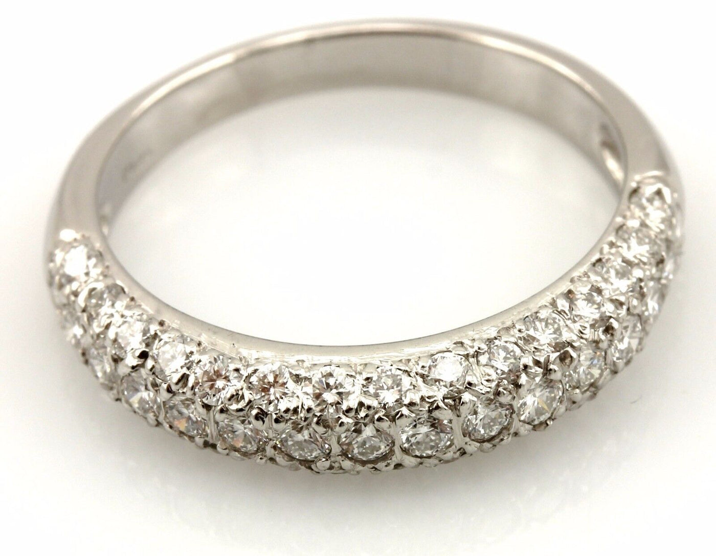 Platinum 0.66ctw round diamond pave wedding band 3.7mm ring size 5.25 NEW 3.67g