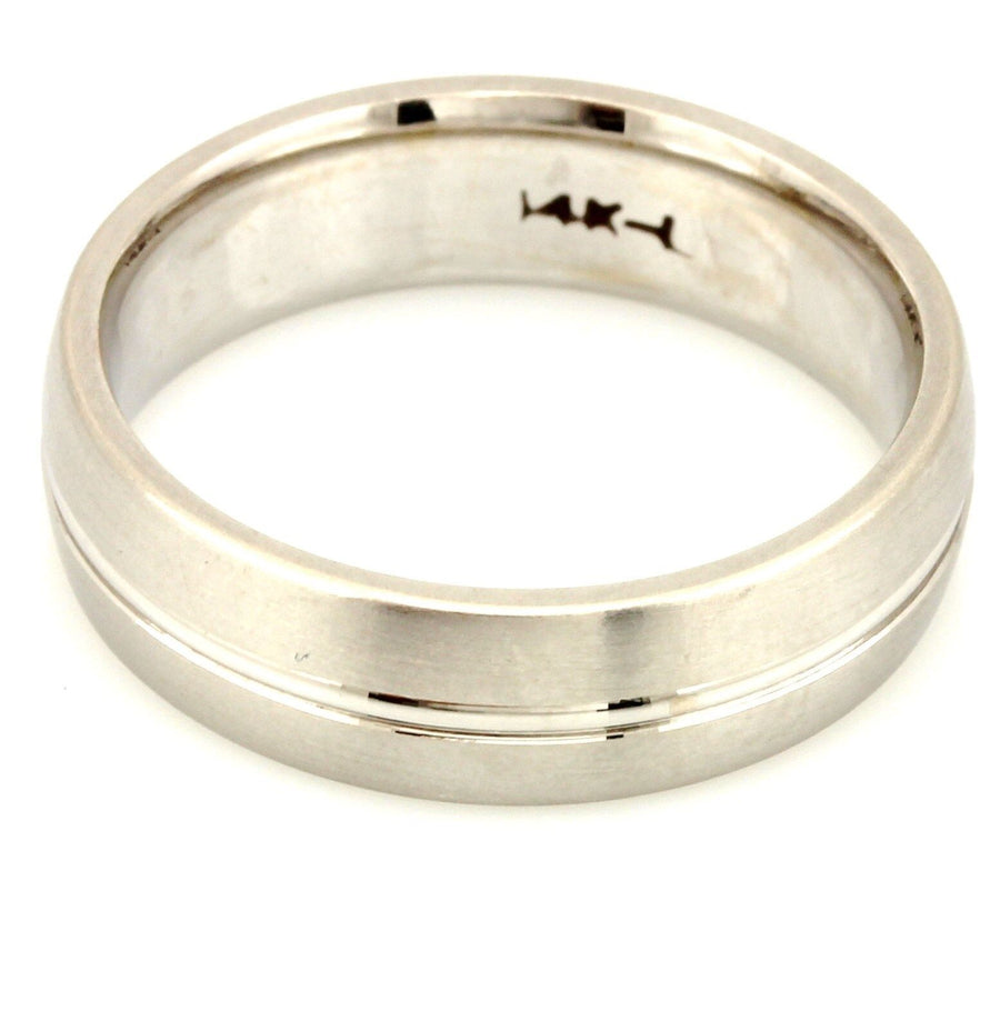 14k white gold Men's 6mm wedding band satin finish polish center line sz10 ring