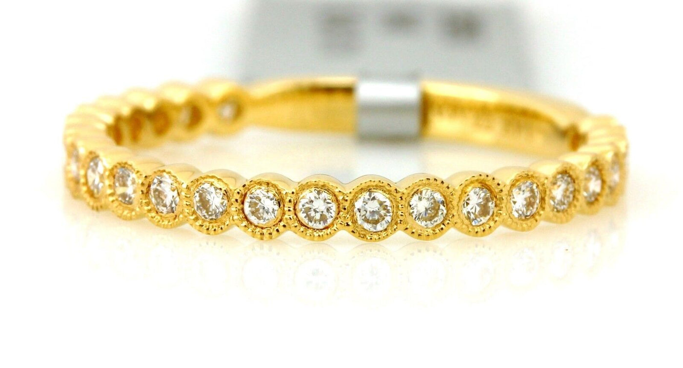 14k yellow gold stackable band MARS 0.34ctw round diamond bezel 1.6g sz 6.5 NEW
