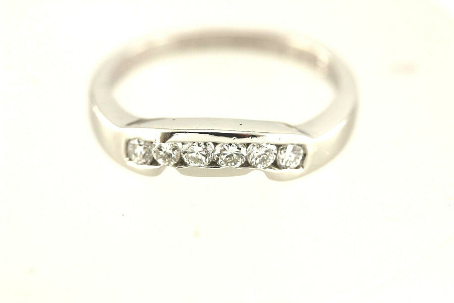 Platinum .36ctw round white diamond notched tracer wedding band ring sz 6.5