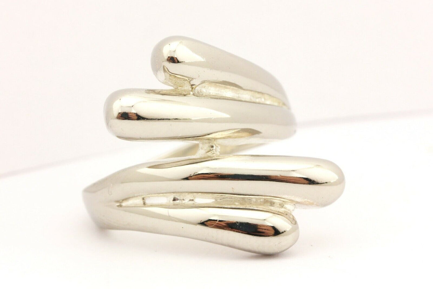 925 sterling silver twist bypass band ring size 8 5.47g vintage estate