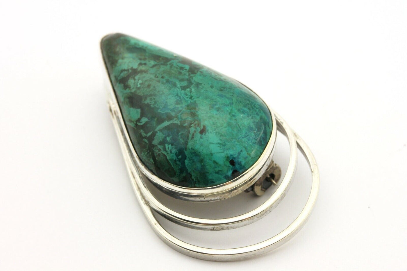 Israel 925 sterling silver blue Eilat stone  pin pendant brooch 1.75 inch 14.8g