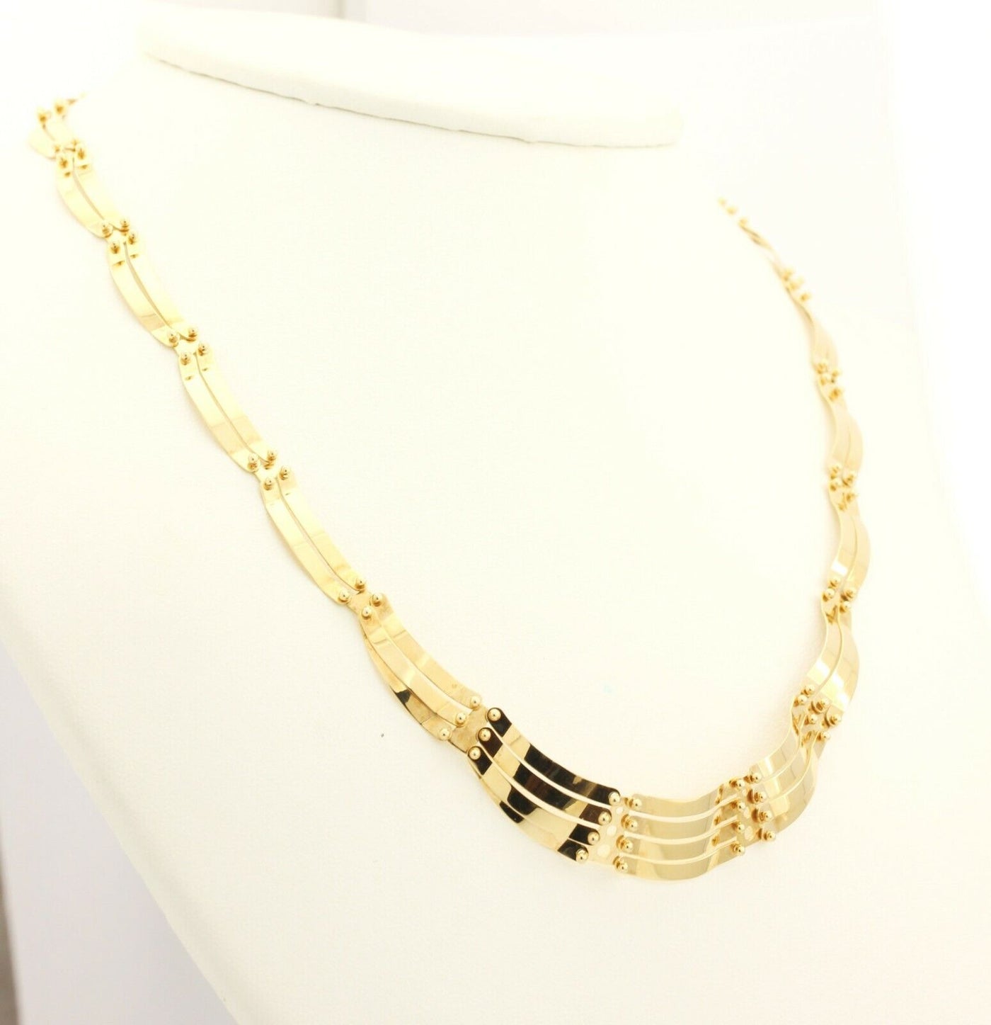 Italy 585 14k yellow gold 17 inch bar necklace lobster 11.98g vintage estate