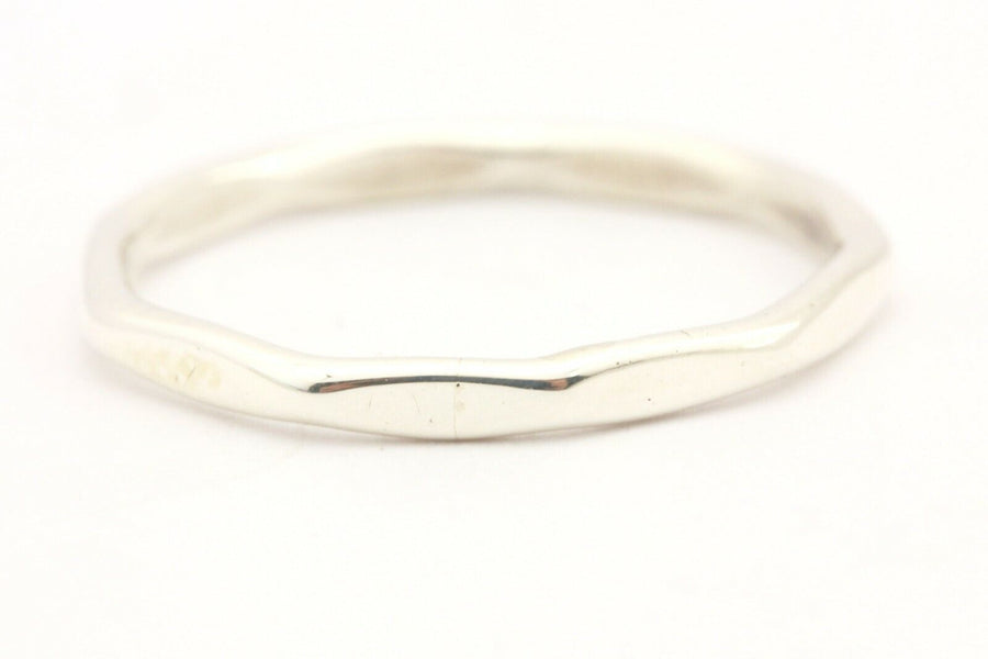 sterling silver hammered wedding anniversary band ring size 6.5 2mm 1.10g estate