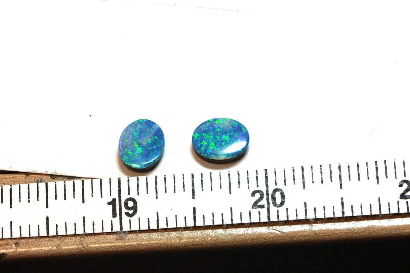 matched pair 10x8mm oval black opal doublets peacock color 3.65ctw loose new