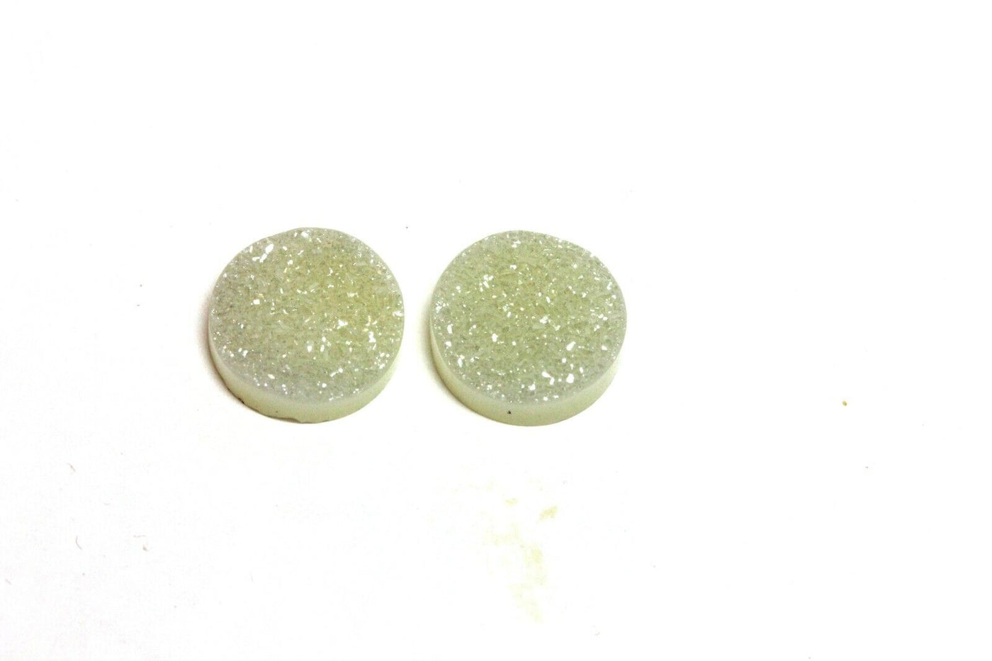 sulfur dioxide white drusy 11mm round matched pair loose gemstone new