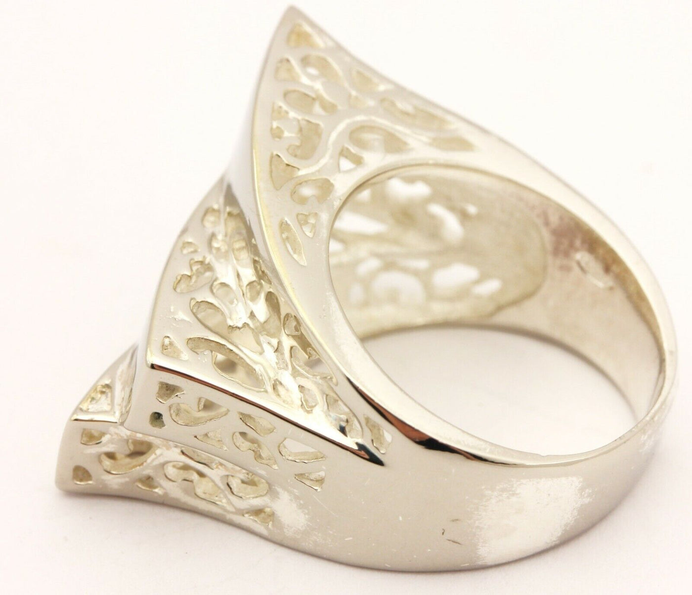 925 sterling silver ring band size 7 15mm 9.29g vintage estate filigree