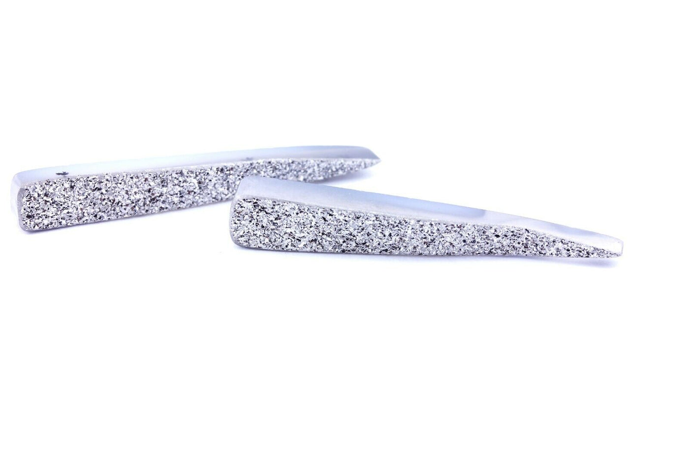 loose pair drusy platinum agate silver 4cm elongated tapered new gemstone