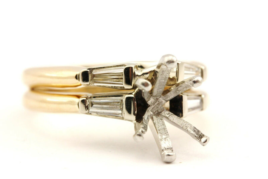 platinum 14k yellow gold wedding set 10x7mm pear shape semimiount size 6.5