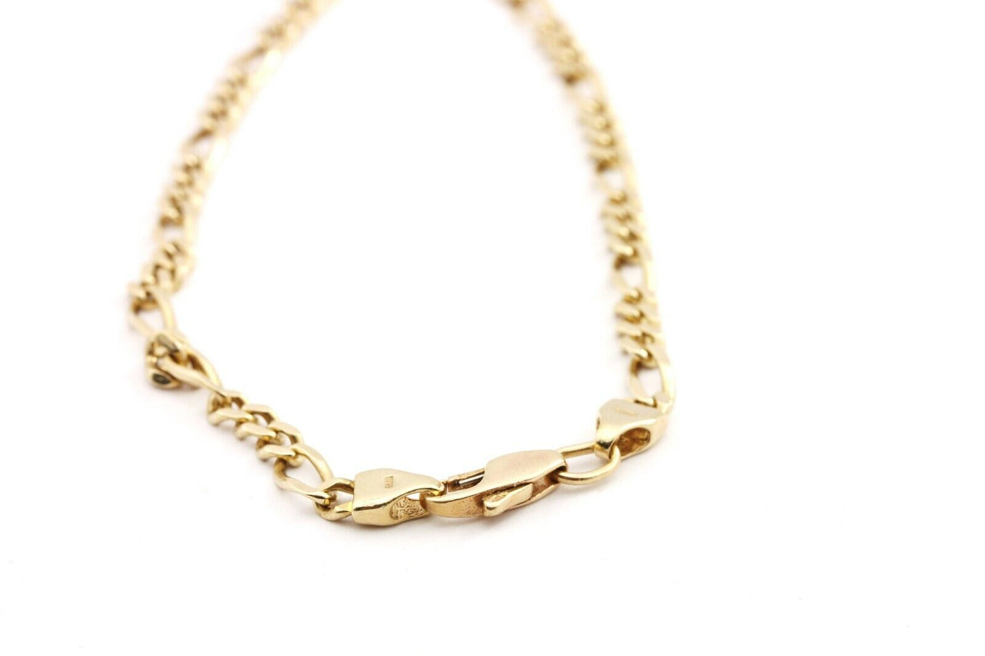 14k yellow gold 8.5 inch 3.75mm figaro chain bracelet 7.38g estate lobster
