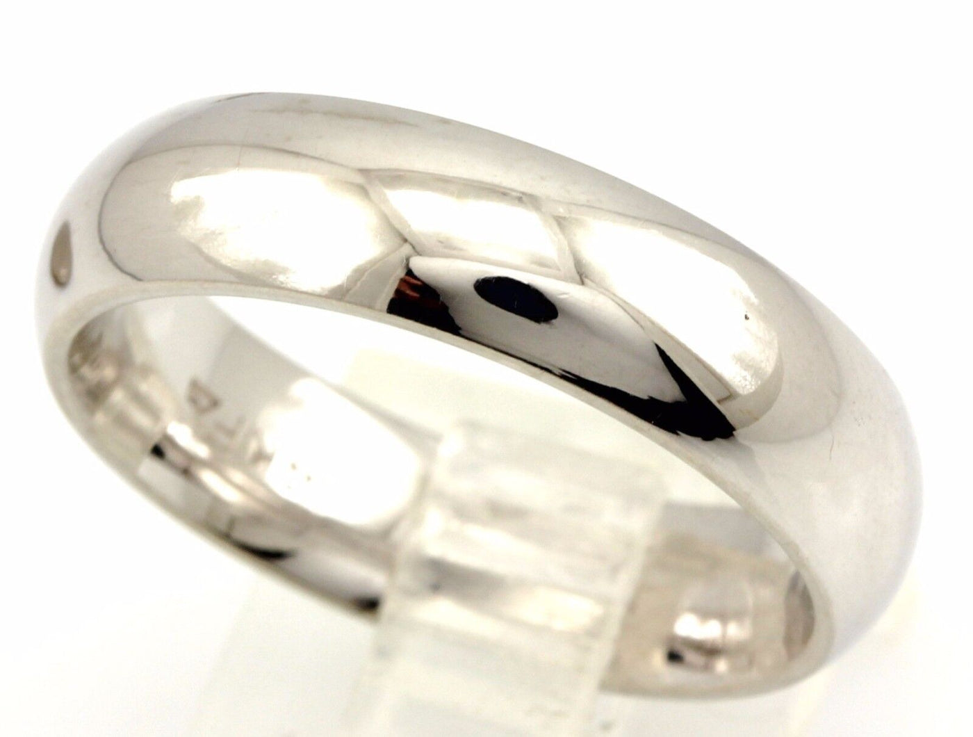 14k white gold Men's 6mm wedding domed band sz10 comfort fit ring polish NEW 9.1
