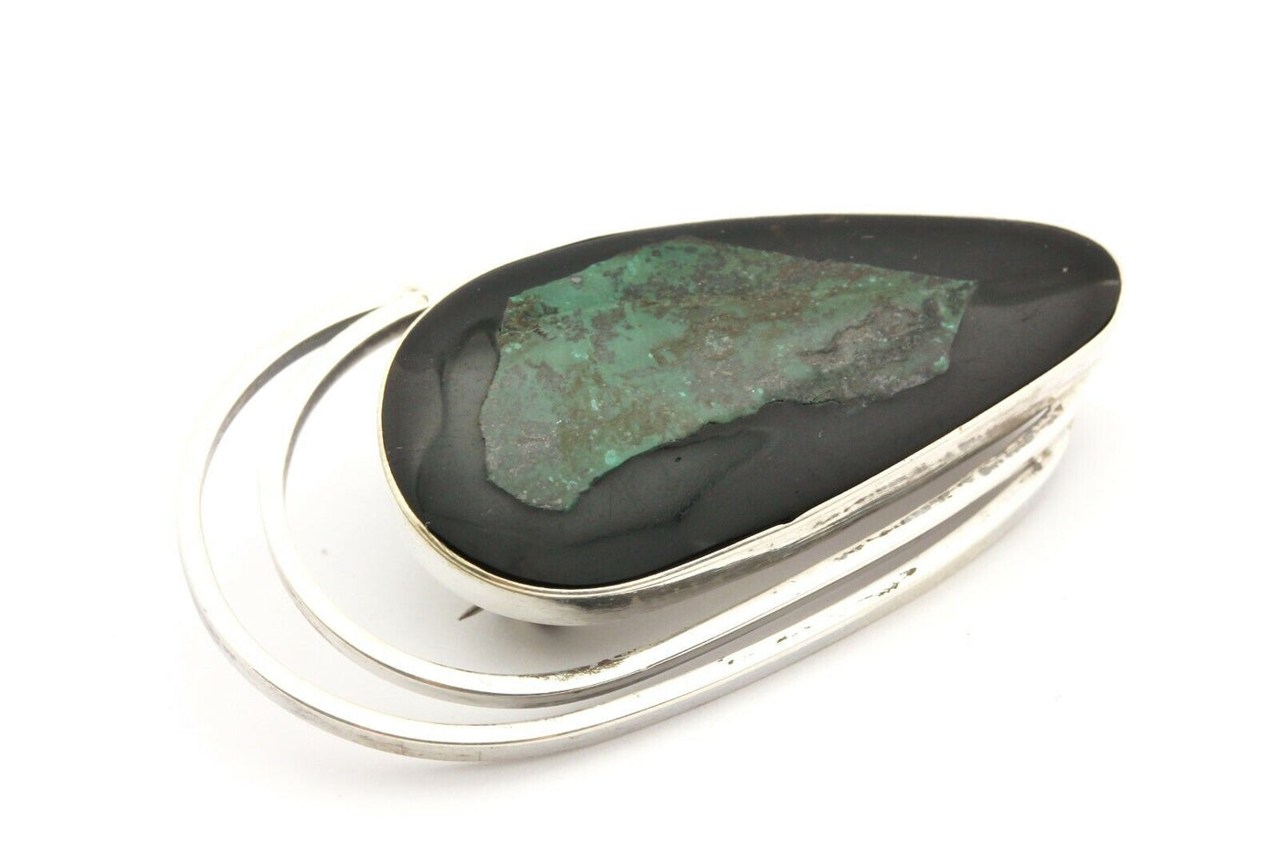 ZION ISRAEL 925 sterling silver pin pendant brooch 2 inch blue Eilat stone 13.4g