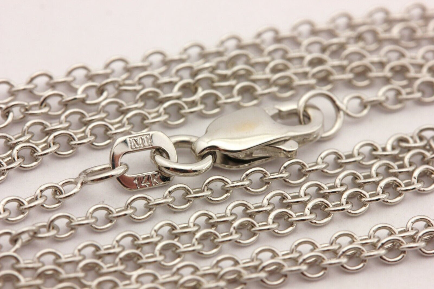 14k white gold rolo cable chain necklace lobster 16 inch 1.60mm 2.34g new