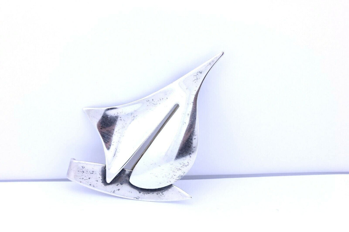 sterling silver modernist sailboat pin brooch signed ORB 9.78g estate vintage
