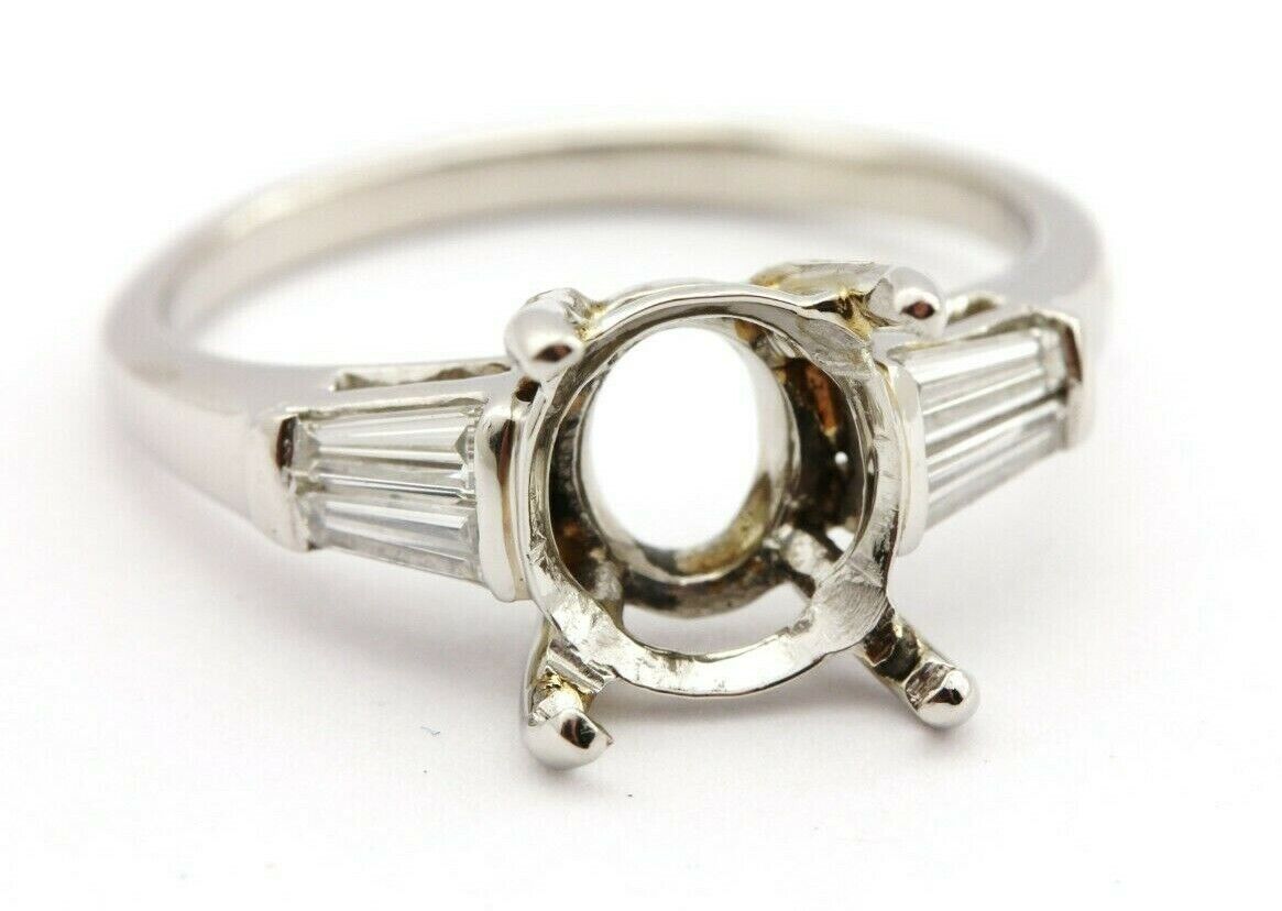 platinum engagement ring semimount size 7.5 10mm round center 5.3g estate